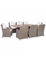 lauko baldu 9 vietu - Lauko baldų komplektas VLX Garden Dining Set 3057801, kreminės spalvos/rudas, 8 vietų - 2 nuotrauka
