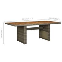 Lauko stalas VLX 313314, rudas/pilkas, 2000 x 1000 x 740 cm