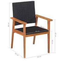 Lauko baldų komplektas VLX Outdoor Dining Set 44075, juodas/rudas, 4 vietų