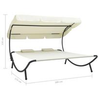 Gultas VLX Outdoor Lounge Bed With Canopy 48068, kreminės spalvos