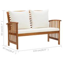 Suoliukas VLX Garden Bench With Cushion 310260, rudas/kreminės spalvos