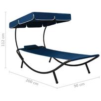 Gultas VLX Outdoor Lounge Bed With Canopy 313535, mėlynas