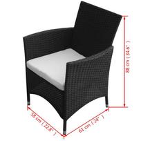 Lauko baldų komplektas VLX Poly Rattan 43122, juodas, 4 vietų