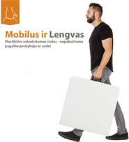 sulankstomas stalas 120 - Sulankstomas stalas, 122x61 cm, baltas - 2 nuotrauka