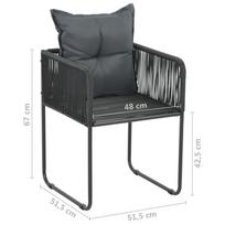 Lauko kėdė VLX Poly Rattan 313108, juoda/pilka, 51.5 cm x 51.5 cm x 67 cm