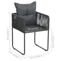 Lauko kėdė VLX Poly Rattan 44438, juoda/pilka, 51.5 cm x 51.5 cm x 67 cm