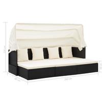 Gultas VLX Garden Lounge Bed 46156, juodas/kreminės spalvos, 200 cm x 60 cm x 124 cm