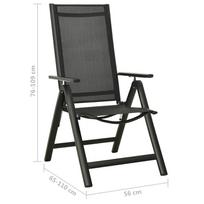 Lauko kėdė VLX Folding 312188, juoda, 65 cm x 56 cm x 76 - 109 cm