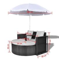 Gultas VLX With Parasol 40735, baltas/juodas, 130 cm x 112 cm x 77 cm
