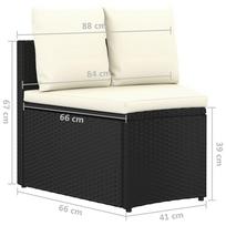 Lauko sofa VLX Garden Sofa, juoda/kreminė, 66 cm x 88 cm x 67 cm