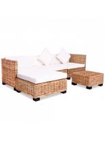 lauko baldai 4 vietu - Lauko baldų komplektas VLX 14-Pieces Sofa Set Natural Rattan, baltas/rudas, 4 vietų - 1 nuotrauka