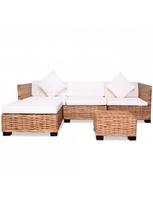 lauko baldai 4 vietu - Lauko baldų komplektas VLX 14-Pieces Sofa Set Natural Rattan, baltas/rudas, 4 vietų - 2 nuotrauka