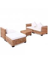 lauko baldai 4 vietu - Lauko baldų komplektas VLX 14-Pieces Sofa Set Natural Rattan, baltas/rudas, 4 vietų - 3 nuotrauka