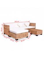 lauko baldai 4 vietu - Lauko baldų komplektas VLX 14-Pieces Sofa Set Natural Rattan, baltas/rudas, 4 vietų - 8 nuotrauka