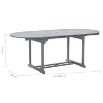 Lauko stalas VLX Garden 47277, pilkas, 150 - 200 x 100 x 74 cm