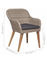 lauko baldai 7 vietos - Lauko baldų komplektas VLX Outdoor Dining Set 3057814, pilkas/rudas, 6 vietų - 7 nuotrauka