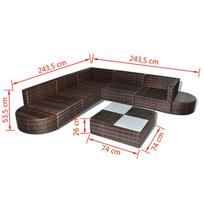 Lauko baldų komplektas VLX Garden Lounge Set 41266, rudas, 5-7 vietų