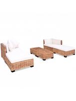 lauko baldai 4 vietu - Lauko baldų komplektas VLX Sofa Set 244625, kreminės spalvos/rudas, 4 vietų - 2 nuotrauka