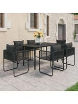 Lauko baldų komplektas VLX Garden Dining Set 3060097, juodas, 6 vietų