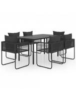 lauko baldai 7 vietos - Lauko baldų komplektas VLX Garden Dining Set 3060097, juodas, 6 vietų - 2 nuotrauka