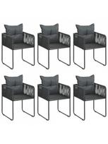 lauko baldai 7 vietos - Lauko baldų komplektas VLX Garden Dining Set 3060097, juodas, 6 vietų - 5 nuotrauka