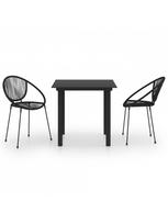 lauko baldu komplektas, 3 daliu - Lauko baldų komplektas VLX Outdoor Dining Set 3060225, juodas, 2 vietų - 2 nuotrauka