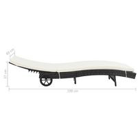 Gultas VLX With Wheels And Cushion 44454, baltas/juodas, 60 cm x 199 cm x 37 cm