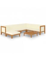 lauko baldai 7 vietos - Lauko baldų komplektas VLX Garden Lounge Set 3058124, kreminės spalvos/rudas, 6-7 vietų - 2 nuotrauka