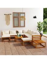 lauko baldu 12 vietu - Lauko baldų komplektas VLX Garden Lounge Set 3086943, kreminės spalvos/rudas, 8-10 vietų - 2 nuotrauka