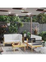 lauko baldai 4 vietu - Lauko baldų komplektas VLX Garden Lounge Set 3086927, kreminės spalvos/rudas, 3-4 vietų - 2 nuotrauka