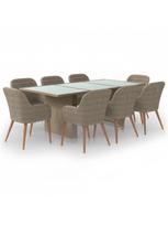 lauko baldu 9 vietu - Lauko baldų komplektas VLX Dining 9 Piece Set, rudas/tamsiai pilka, 8 vietų - 2 nuotrauka