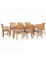 Lauko baldų komplektas VLX Dining 9 Piece Set, kreminės spalvos/rudas, 8 vietų