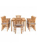 lauko baldu 9 vietu - Lauko baldų komplektas VLX Dining 9 Piece Set, kreminės spalvos/rudas, 8 vietų - 2 nuotrauka