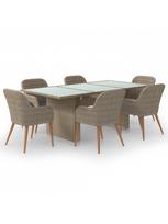 lauko baldai 7 vietos - Lauko baldų komplektas VLX Dining 7 Piece Set, rudas/tamsiai pilka, 6 vietų - 2 nuotrauka