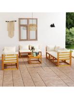 lauko baldu 9 vietu - Lauko baldų komplektas VLX Garden Lounge Set 3086936, kreminės spalvos/rudas, 8 vietų - 2 nuotrauka
