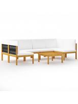 Lauko baldų komplektas VLX Garden Lounge Set 3086954, kreminės spalvos/rudas, 6 vietų