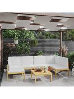 lauko baldai 7 vietos - Lauko baldų komplektas VLX Garden Lounge Set 3086954, kreminės spalvos/rudas, 6 vietų - 3 nuotrauka