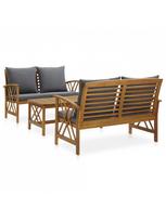 lauko baldai 4 - Lauko baldų komplektas VLX Garden Lounge Set 3057992, pilkas/rudas, 4 vietų - 3 nuotrauka