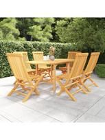 lauko baldai 7 vietos - Lauko baldų komplektas VLX 7 Piece Solid Teak Wood, rudas, 6 vietų - 1 nuotrauka