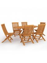 lauko baldai 7 vietos - Lauko baldų komplektas VLX 7 Piece Solid Teak Wood, rudas, 6 vietų - 2 nuotrauka
