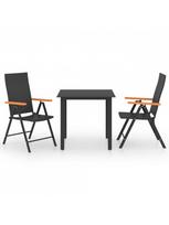 Lauko baldų komplektas VLX 3 Piece 3060070, juodas, 1-2 vietų