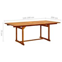 Lauko stalas VLX, pilkas, 150 - 200 x 100 x 75 cm