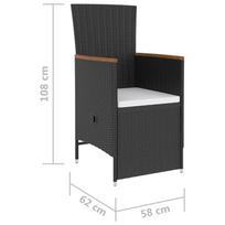 Lauko baldų komplektas VLX Poly Rattan 3094843, juodas, 4 vietų