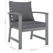 Lauko kėdė VLX Solid Acacia Wood 311827, tamsiai pilka, 60.5 cm x 60.5 cm x 81 cm