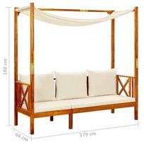 Suoliukas VLX Canopy Solid Acacia 310321, rudas/tamsiai pilka, 66 cm x 177 cm x 180 cm