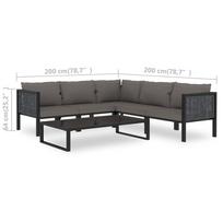 Lauko baldų komplektas VLX 6 Piece Poly Rattan 49409, juodas/antracito/tamsiai pilka, 1-5 vietų
