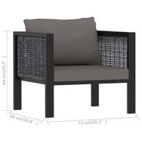 Lauko baldų komplektas VLX 7 Piece Poly Rattan 49403, juodas/antracito/tamsiai pilka, 1-7 vietų
