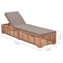 Gultas VLX Solid Teak 316038, rudas/tamsiai pilka, 60 cm x 200 cm x 35 cm
