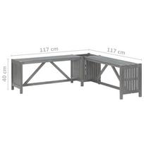 Suoliukas VLX Solid Acacia 311824, pilkas, 117 cm x 117 cm x 40 cm