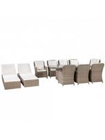lauko baldu komplektas 10 vietu - Lauko baldų komplektas VLX 11 Piece Set With Cushions, kreminės spalvos/rudas, 10 vietų - 1 nuotrauka